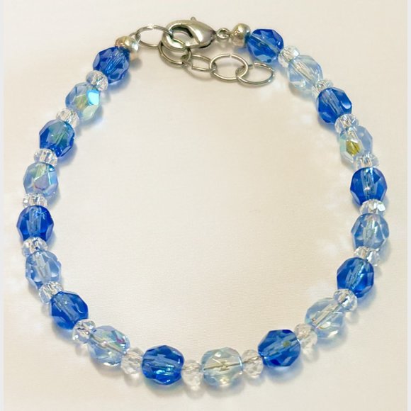 Sapphire Blue & Light Blue Czech Bead Bracelet - Picture 3 of 3